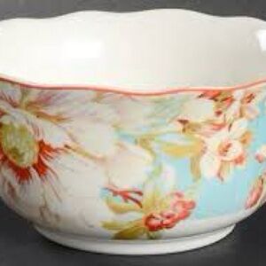 222 Fifth Teal Floral Fine China Bowl set of 2